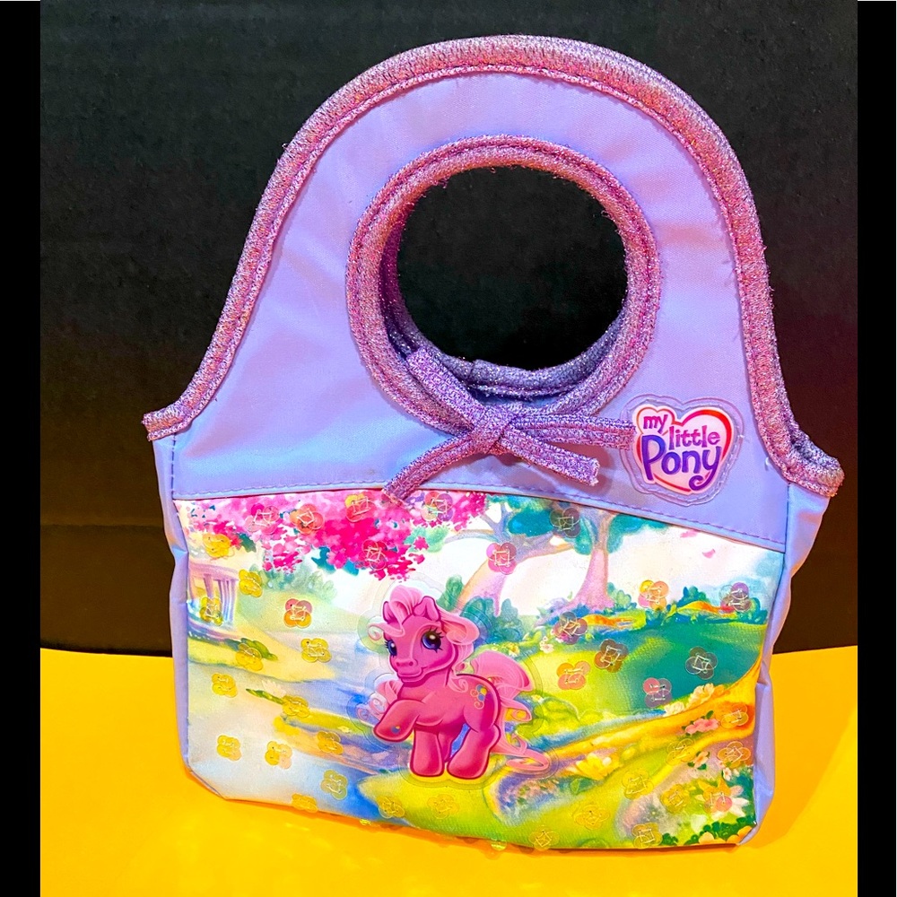MY LITTLE PONY NWOT VINTAGE 2004 MINI HAND BAG EMBOSSED, SEQUINS, LAVENDER